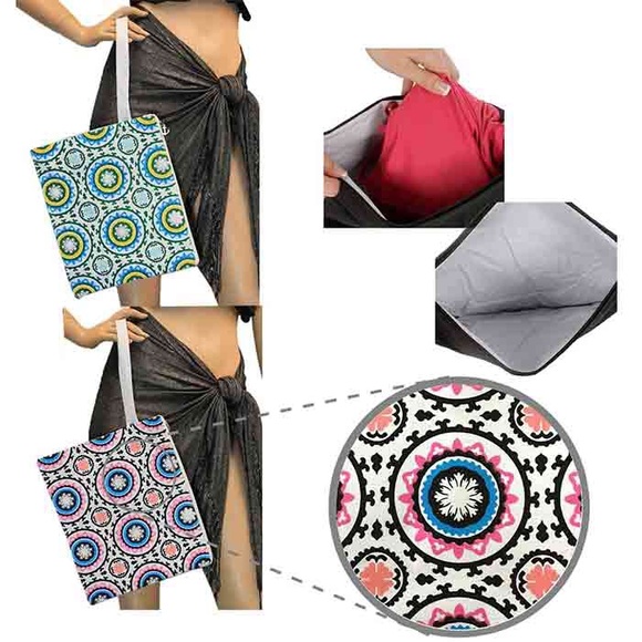 Bikini Beach Clutch Bag in Blue Burst Pattern - Picture 2 of 2