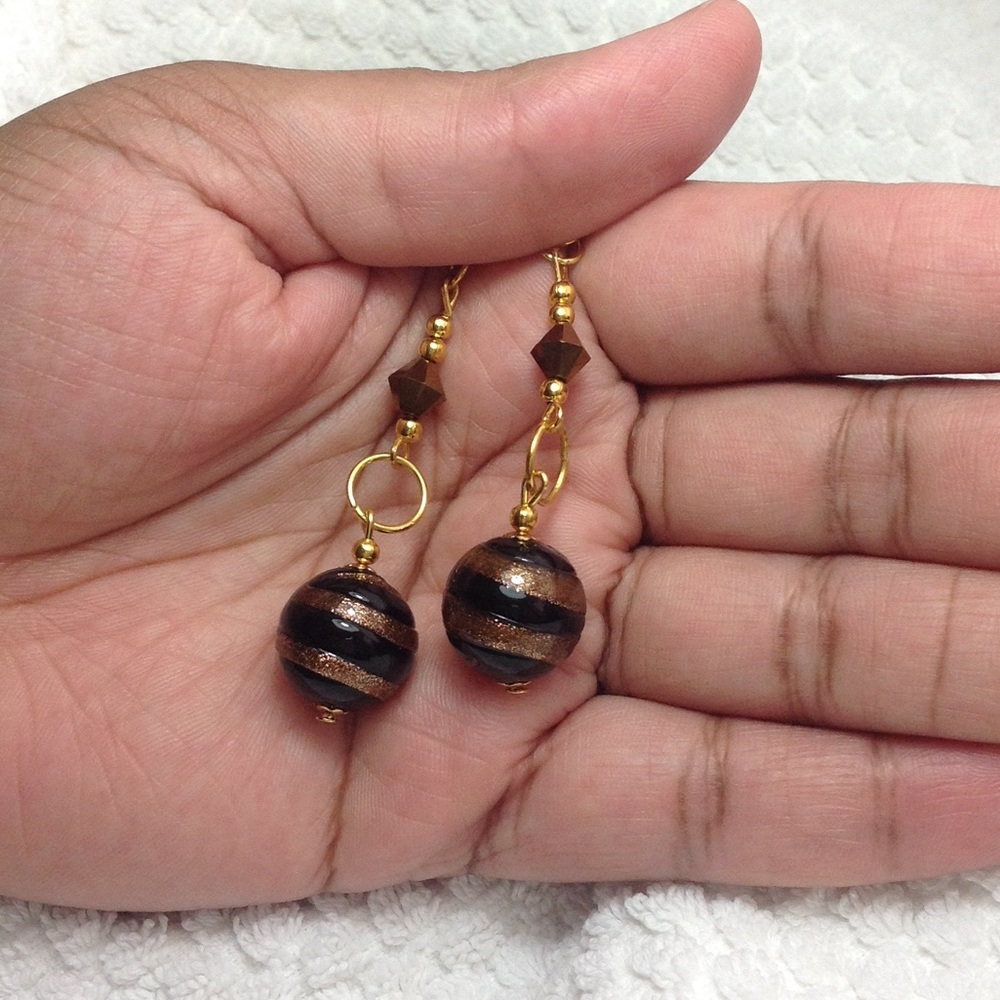 Black and Bronze Earrings