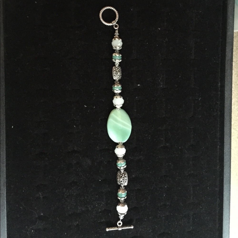 New Green ,white & Silver tone bracelet