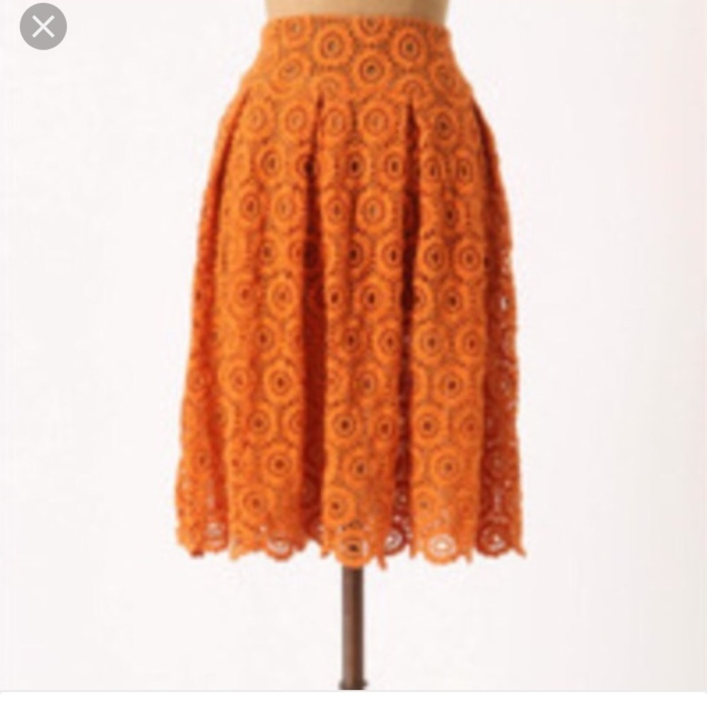 Anthro orange lace skirt