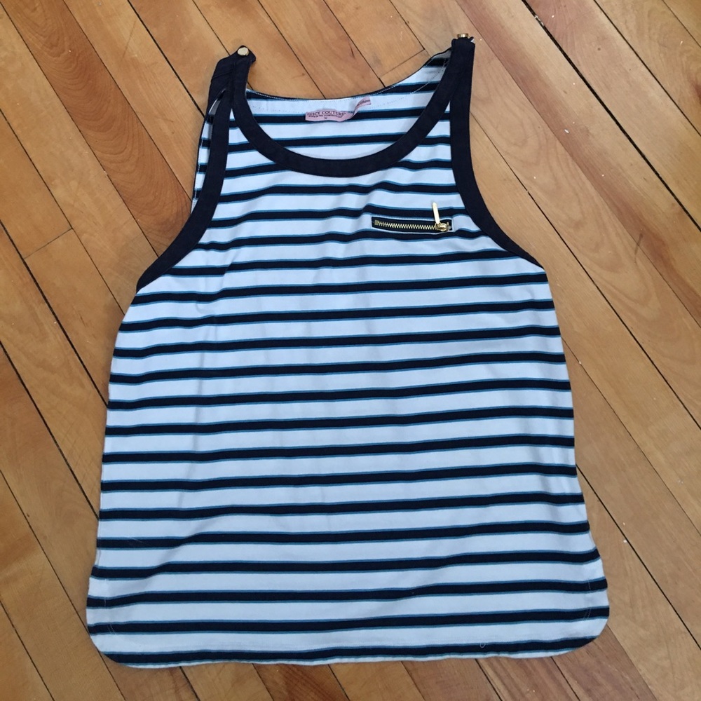 Juicy coutoure blue and white stripe tank