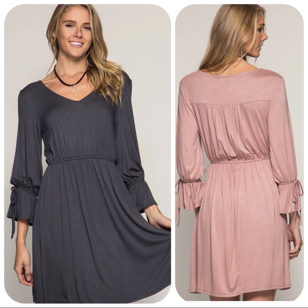 3/4 sleeve dusty mauve dress