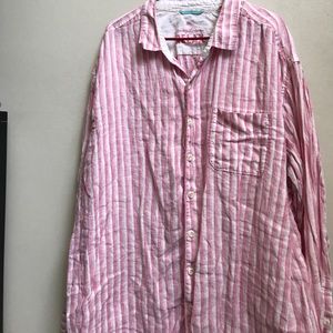 Pink and white stripe linen shirt