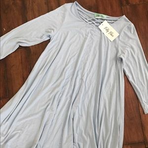 Baby blue criss cross detail dress