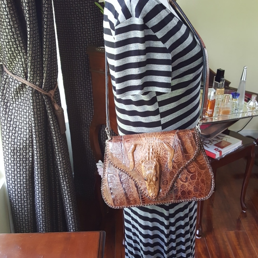Vintage alligator shoulder bag
