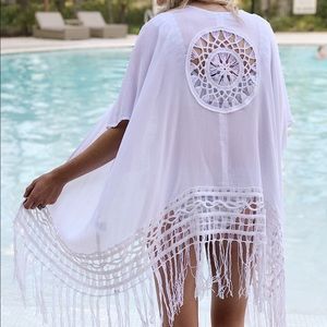 White fringe kimono