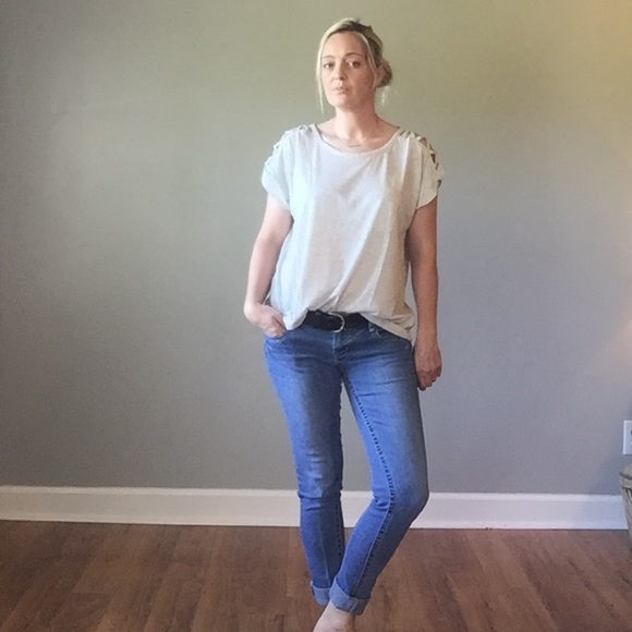 Grey Caged Shoulder Top - Picture 3 of 6