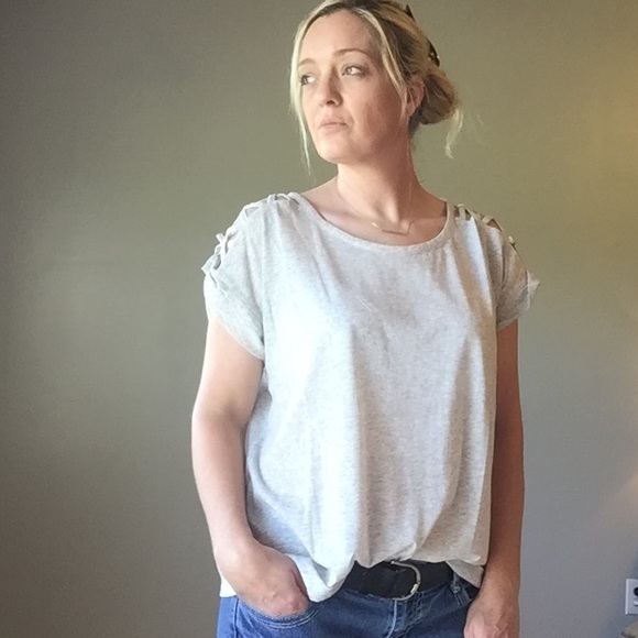 Grey Caged Shoulder Top - Picture 6 of 6