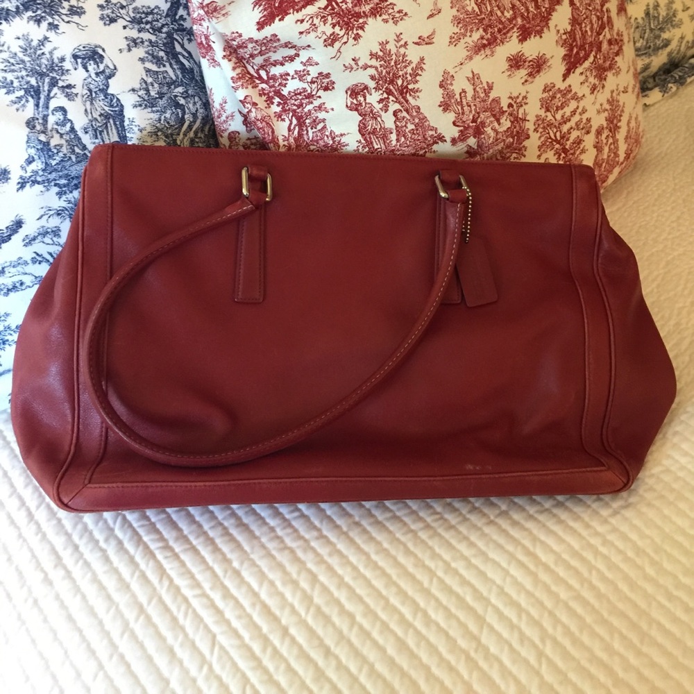 Red wine colored coach tote