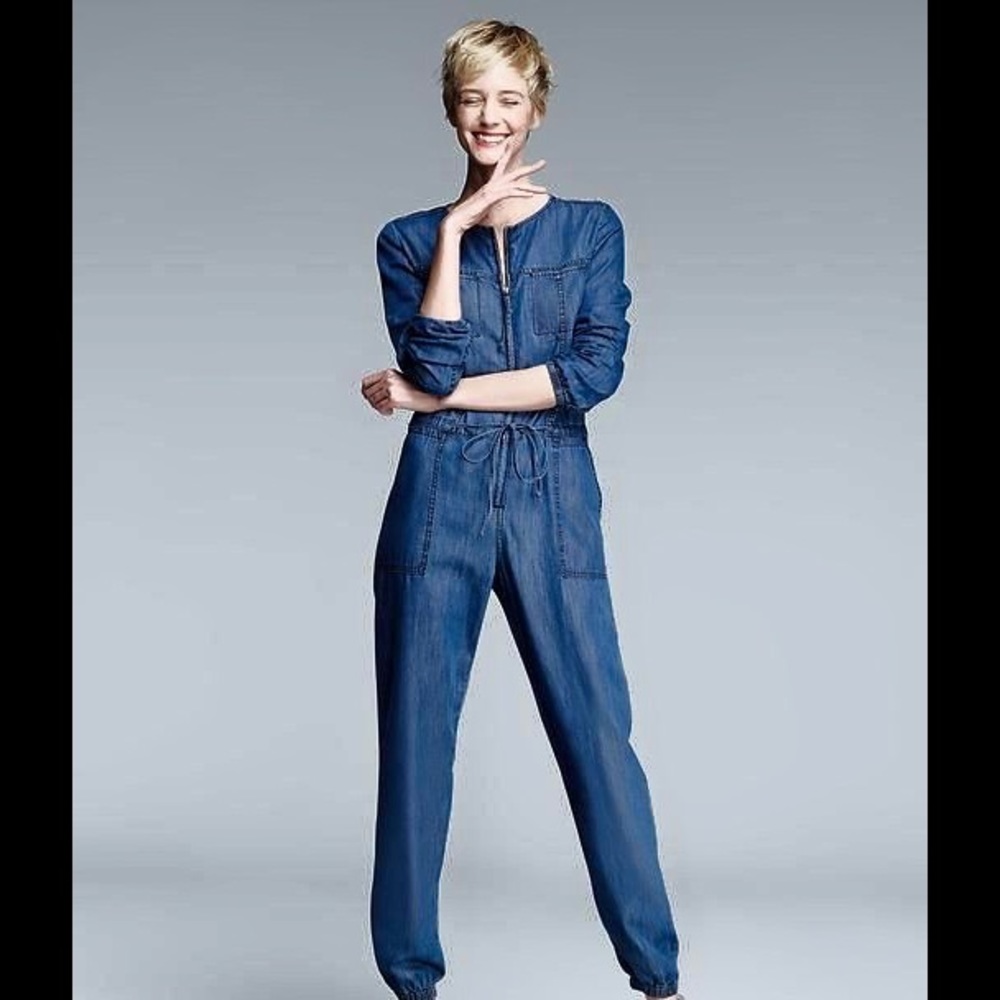 GAP Women Tencel Denim Zip Jumpsuit
