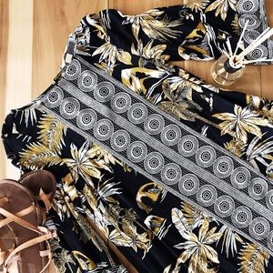 H&M BOHO pattern slip dress with flare sleeves