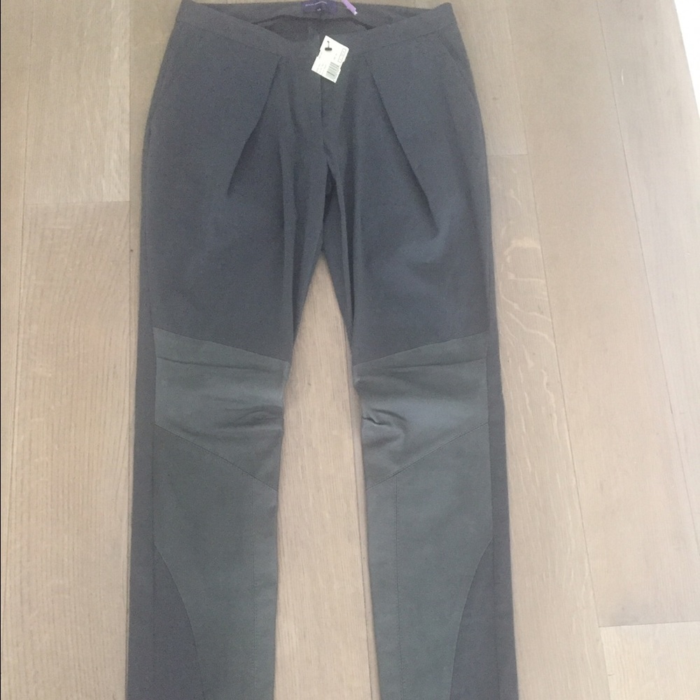 Sharon Wauchib Grey pants with leather panel
