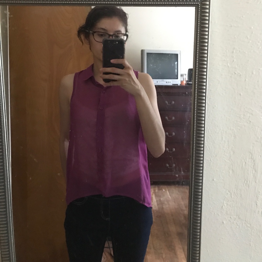 CLEARANCE 🔥Purple lace sheer blouse