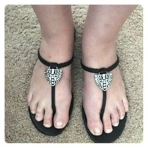 Badgley Mischka black ornate strappy sandal