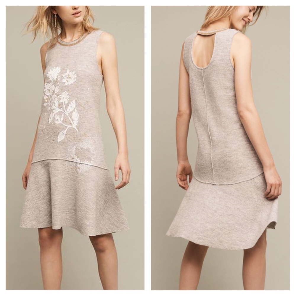 NWT [Anthropologie] Boiled Wool Gold Leaf Dress