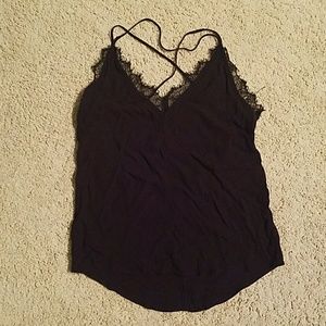 Urban outfitters Strappy black lace trim tank