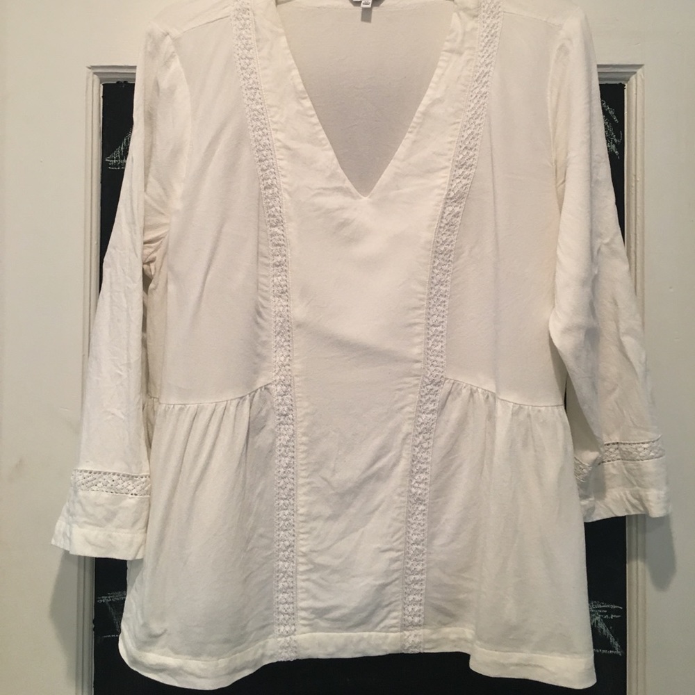 Crown & Ivy cream peplum top