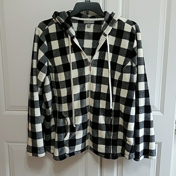 Essentials Jackets & Blazers - Black and white hooded jacket