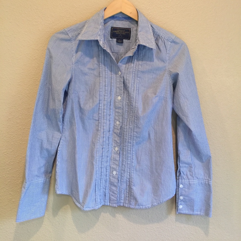 AE Striped Button-Up Blouse