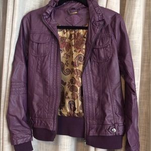 Purple Faux Leather Jacket (Small)