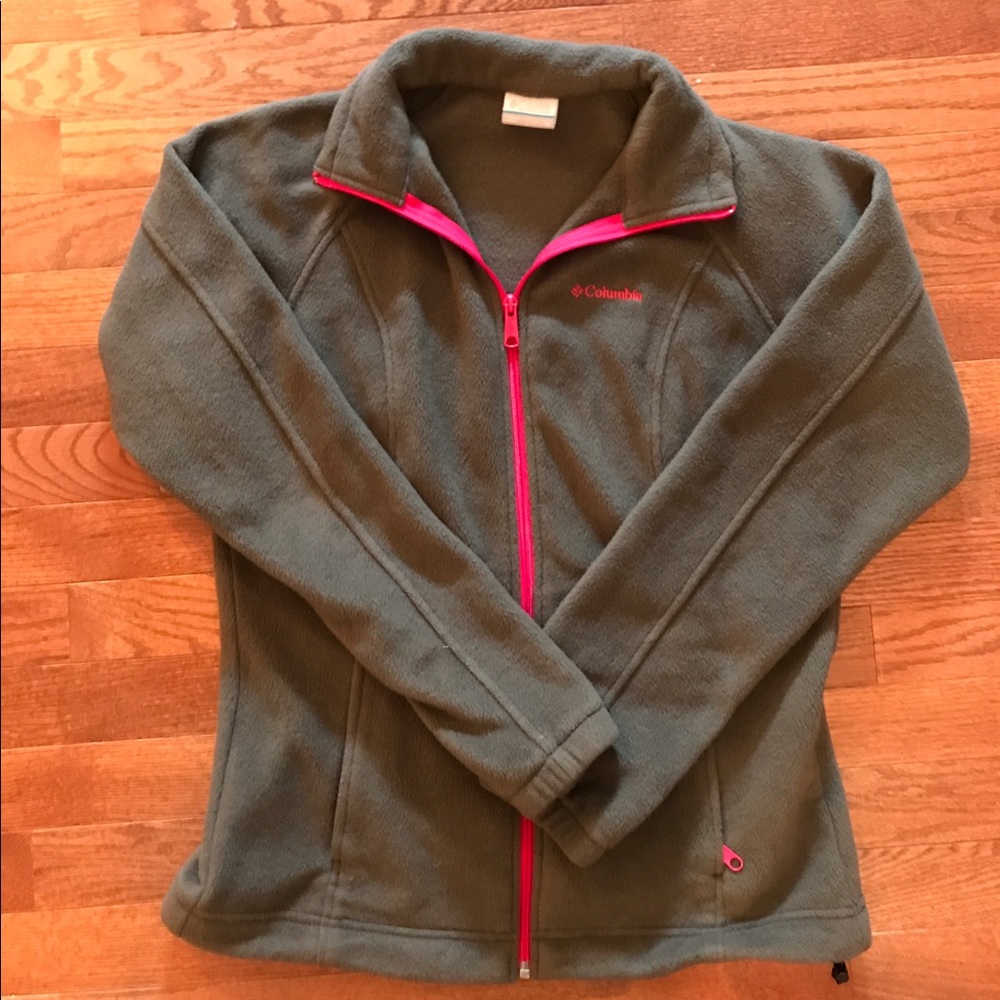 Columbia fleece jacket olive green and pink small