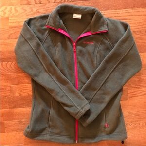 Columbia fleece jacket olive green and pink small
