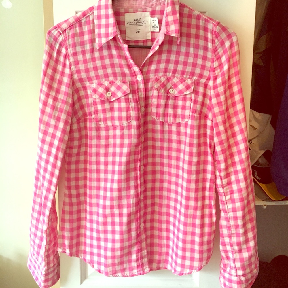 Pink and White Checkered Shirt