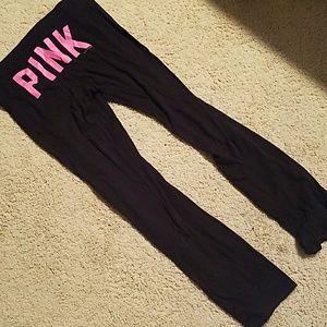 PINK black sweatpants with hot pink PINK on butt