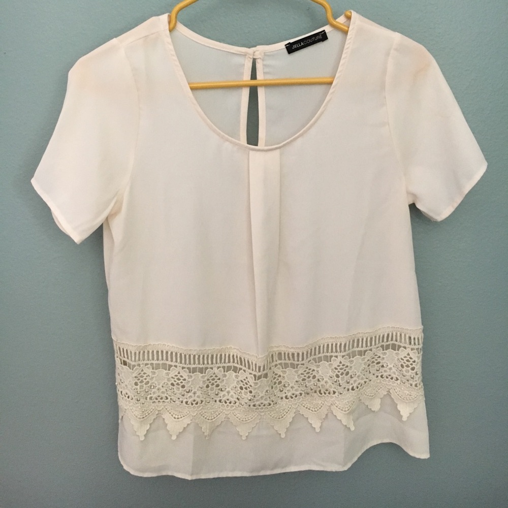 Semi sheer lace detail top