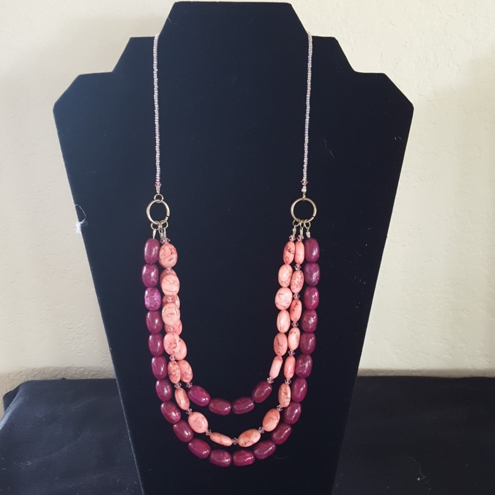 Three strand necklace with Swarovski crystal