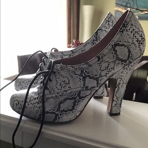 Melody Ehsani Black and White Python booties