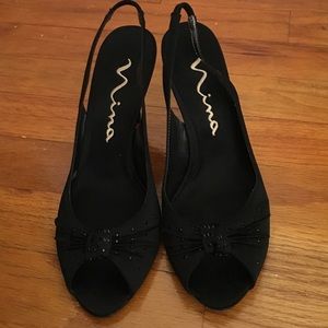 Women's Nina Sz 8.5 M sling back black heels