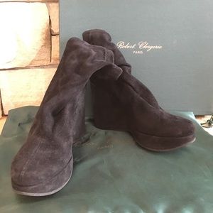 Robert Clergerie velour stretch boots size 6