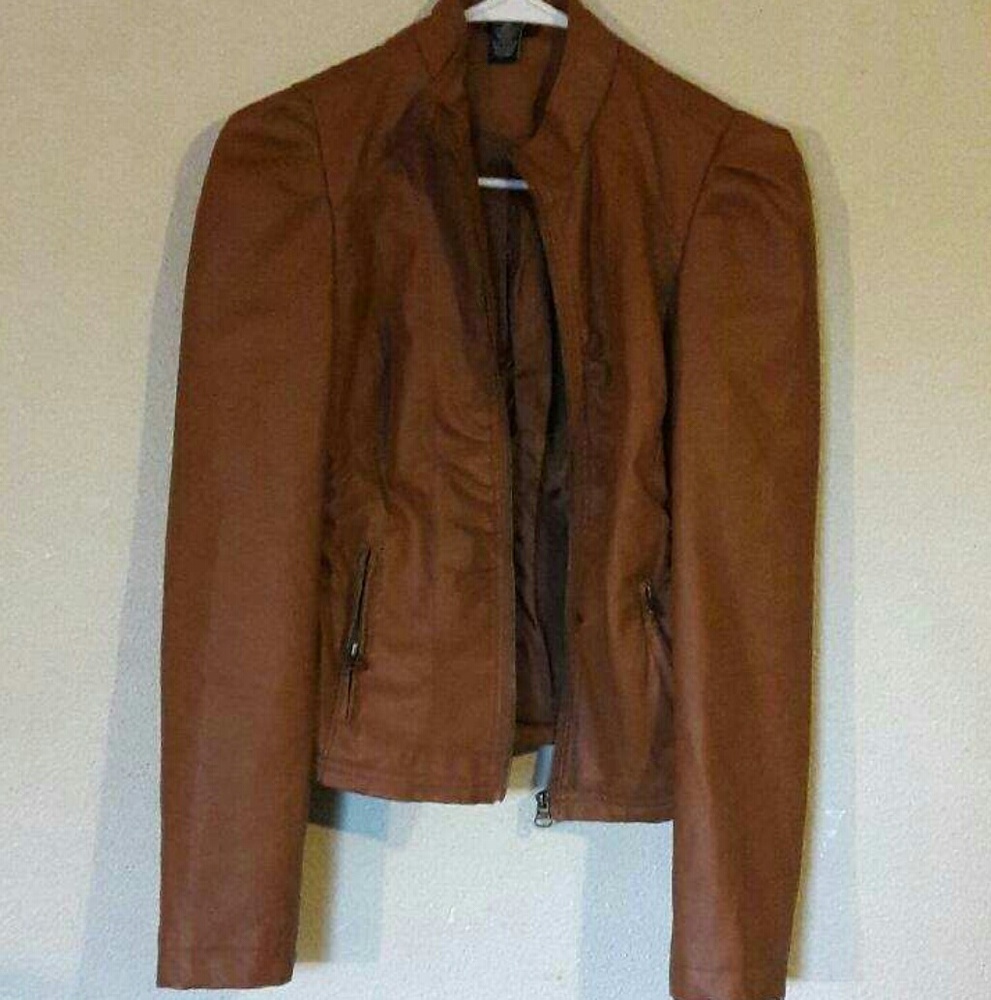 Tan faux leather jacket