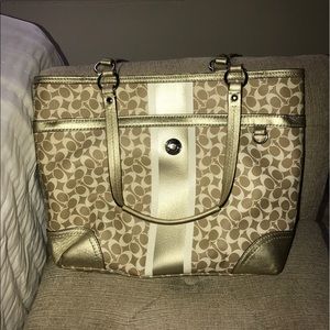 COACH tote- gold and beige