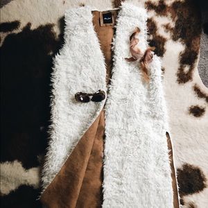 Faux fur duster vest, reversible camel suede!