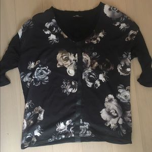 Zara floral top with leather details