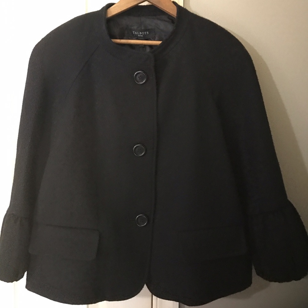 NWT sz 12P Talbots black blazer with bell sleeves