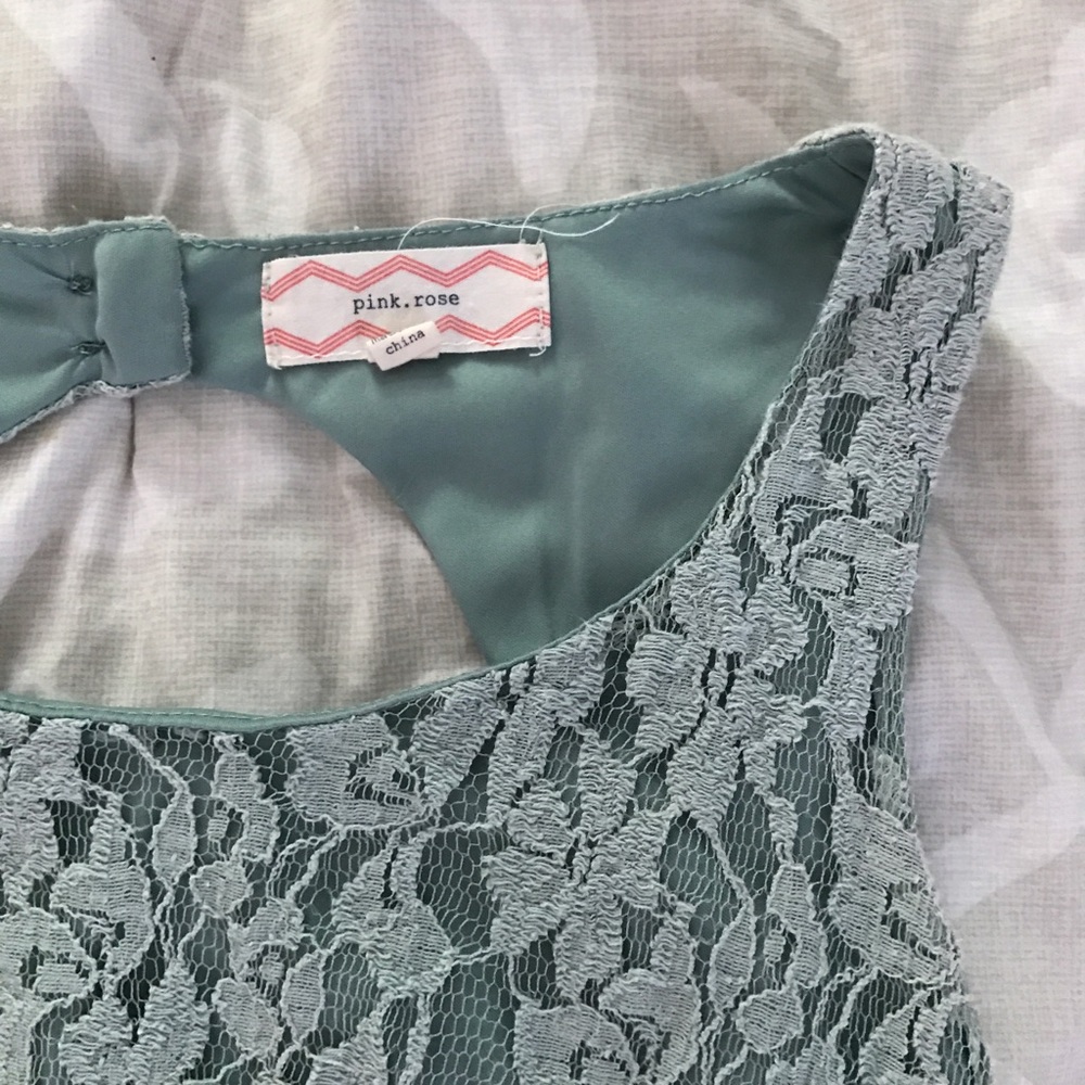 Lace and Stripes Mint Dress S