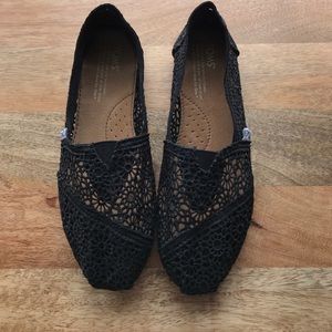 Brand new Black lace crochet Toms