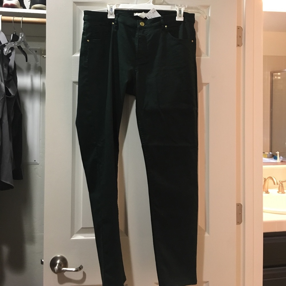 Dark green super stretch skinny jeans