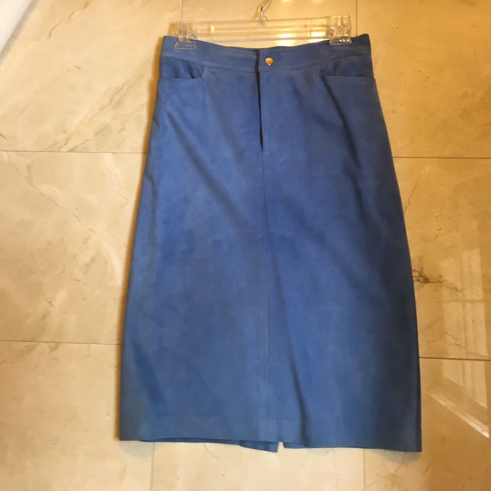 Blue suede Ralph Lauren black label lined skirt