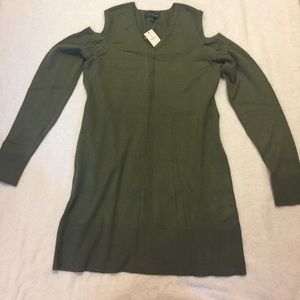 The Limited Army Green Cold Shoulder Sweater XS