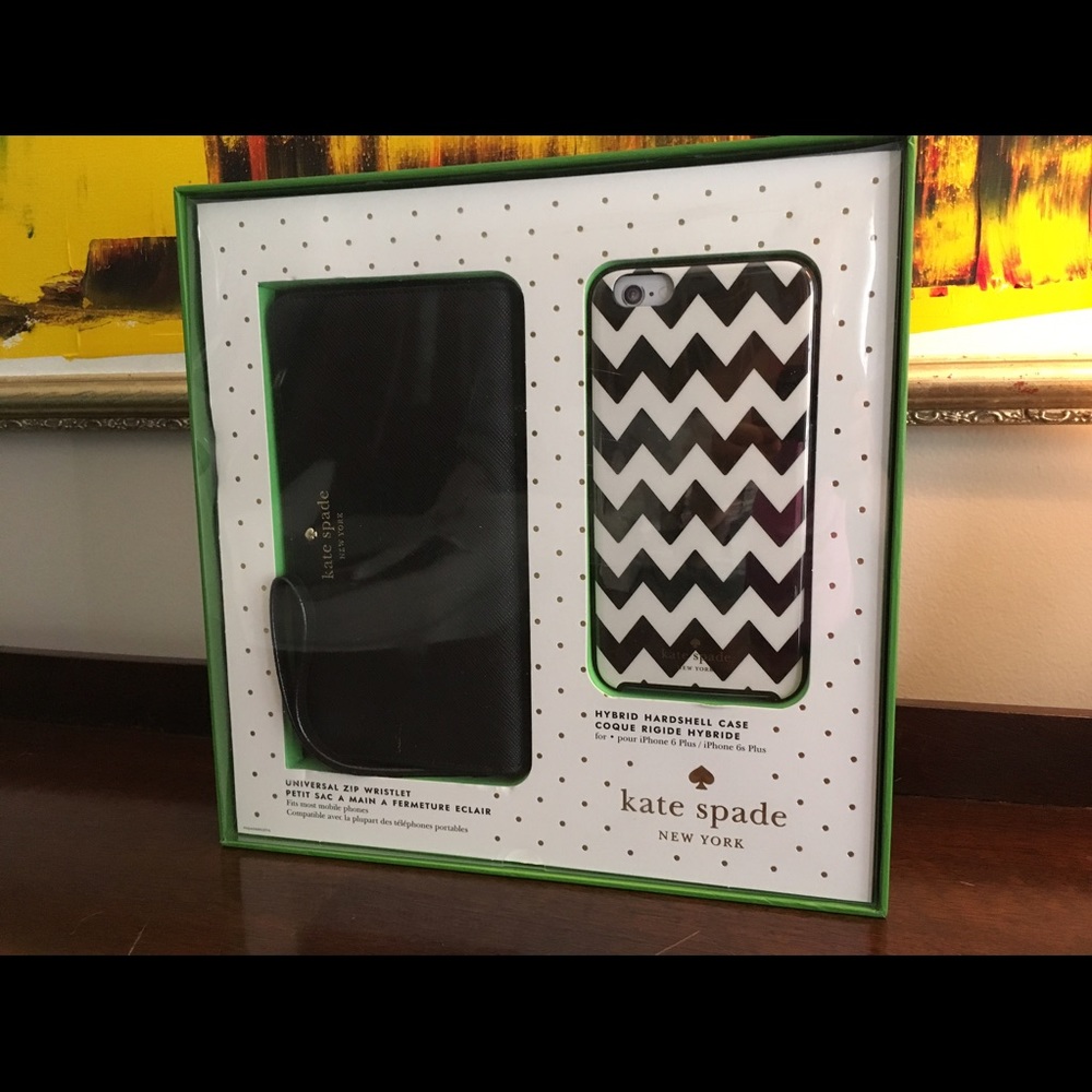 Kate Spade wristlet and iPhone S plus case.