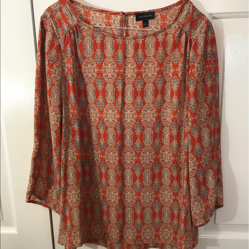 Limited Orange Print Bell Sleeve Shirt