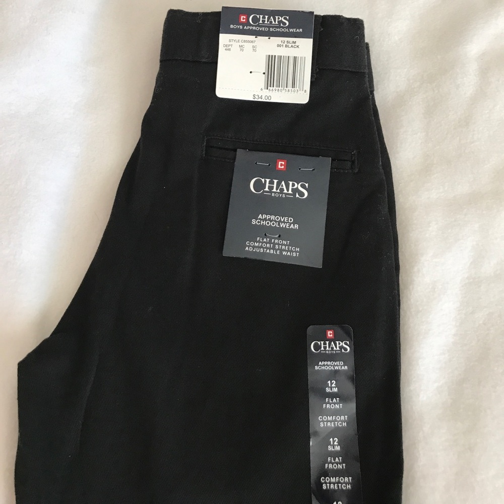 Chaps Boys Black Pants Sz 12 slim