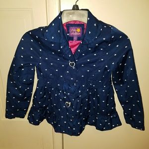 Girls navy with white hearts spring jacket