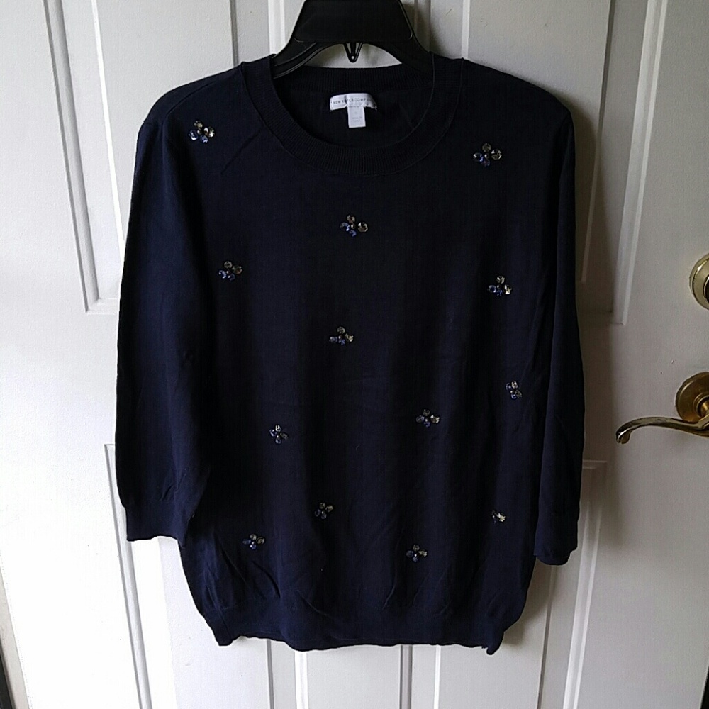 Embellished 3/4 sleeve sweater