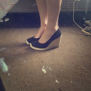 Black Canvas Wedges