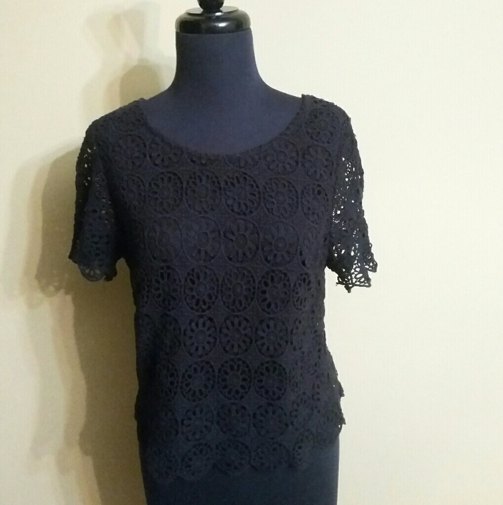 Bar III Black Lace Top